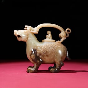 A fine Hetian white jade mercury Qin Tiliang vessel