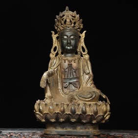 A bronze statue of Guanyin Buddha