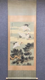 A picture of a pine crane of Huangshan Shou