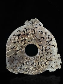A piece of exquisite Hetian jade Yin carved line dragon and phoenix