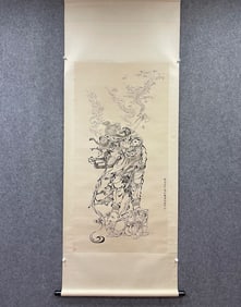 A paper vertical scroll of the statue of a fairy in the Jin Association