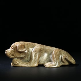 A beautiful old Hetian jade seed material Wangcai dog