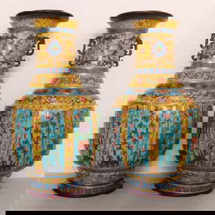 A large cloisonné ten-sided vase made of handmade cloisonné enamel: A large cloisonné ten-sided vase made of pure cloisonné enamel Size: H:49cm W:27cm W:16.1kg (The Dimensions Of All Batches Are Manually Measured.If You Need More Detailed Information, Please Contact