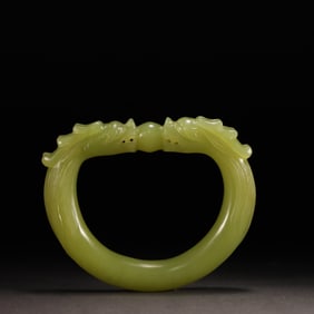 A beautiful Hetian jade topaz double dragon spit bead bracelet