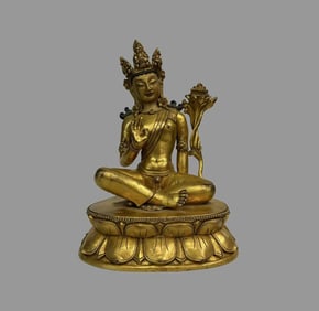 A beautiful copper gilt Guanyin
