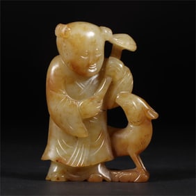 A Qing Dynasty Hetian jade Fulu boy ornament