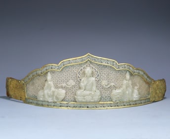 A Hetian jade-clad copper-gilt Buddha pattern belt from the Liao and Jin dynasties