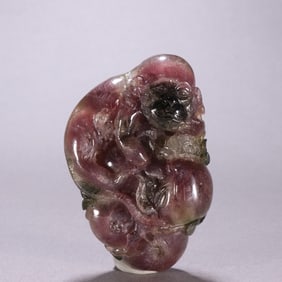 A beautiful tourmaline monkey birthday carving