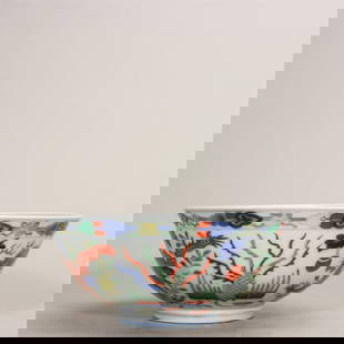 A blue and white colorful dragon and phoenix pattern bowl made in the Qing Dynasty Daoguang year: Qing Dynasty Daoguang year system blue and white colorful dragon and phoenix pattern bowl Size: H:6.9cm Mouth D:15.8cm (The Dimensions Of All Batches Are Manually Measured.If You Need More Detailed In