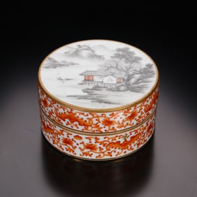 A Qing Dynasty alum red ink color cover box