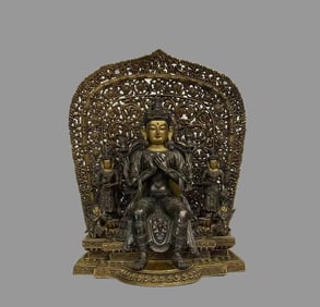 A fine copper-gilt gilt silver Maitreya Buddha