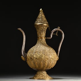 A fine sterling silver gilt nine dragon pot