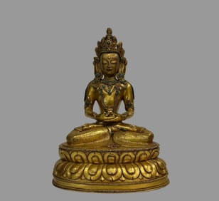 A fine copper-gilt longevity Buddha
