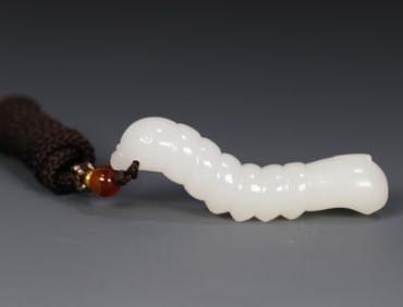 A beautiful Hetian jade silkworm carving