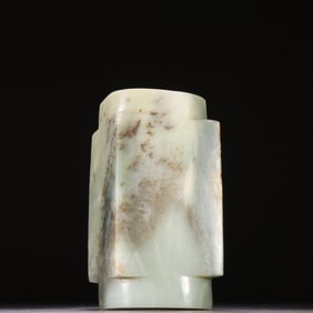 A piece of river milled jade cong of Qi family culture