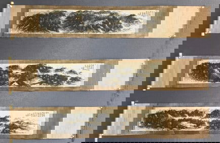 A landscape paper by Huang Binhong with three boxes