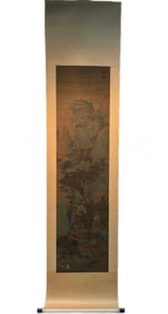 A silk vertical scroll of Qiu Ying in the Ming Dynasty