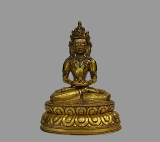 A fine copper-gilt longevity Buddha
