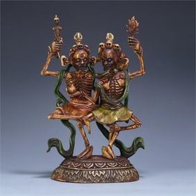 A beautiful agarwood painted statue of the Lord of Shitorin