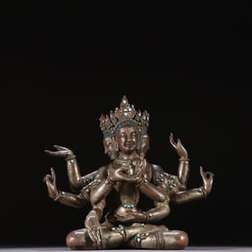 A bronze gilt silver eight-armed Buddha mother of the Ming Dynasty