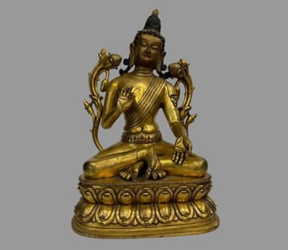 A beautiful bronze gilt Maitreya Buddha