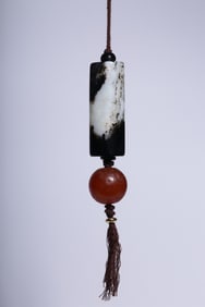 A beautiful ancient Hetian jade old oil leuzi treasure string