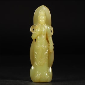 A beautiful Hetian topaz Guanyin ornament