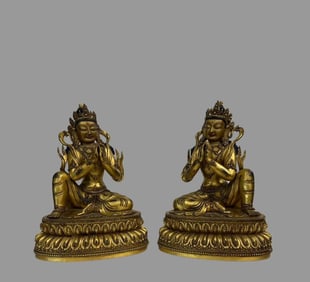 A pair of exquisite copper gilts are offered to the heavenly maidens
