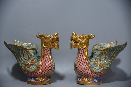 A pair of exquisite flying dragon cups