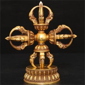A pure copper cross pestle pestle, vajra pestle with base, demon-subduing pestle, hand pestle