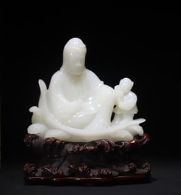 A beautiful white jade Guanyin ornament