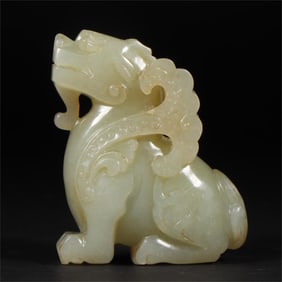 A beautiful Hetian jade beast ornament