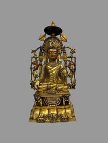 A beautiful bronze gilt crown Buddha