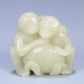 A beautiful Hetian jade spirit monkey birthday carving