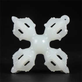 A beautiful Hetian jade cross vajra