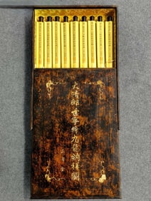 A beautiful Lang Shining treasure silk book "Kowloon Naxiang Tu" vertical axis