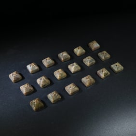 A beautiful old Hetian jade seal set