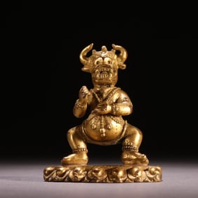 A beautiful bronze gilt statue of Yama