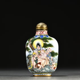 An old copper tire painting from the period of foreign exchange creation, enamel double-sided,