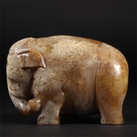 An ancient jade gray skin elephant of the Han Dynasty