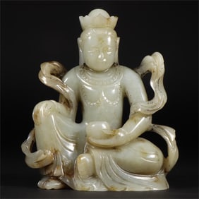 A beautiful Hetian jade Manjushri Bodhisattva