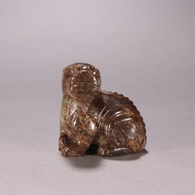 An ancient jade beast ornament of the Han Dynasty