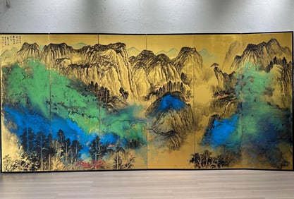 A large screen of Zhang Daqian's splashed colors