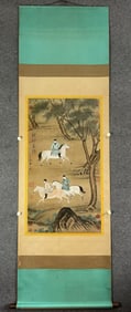 A framed vertical scroll of Han dry silk