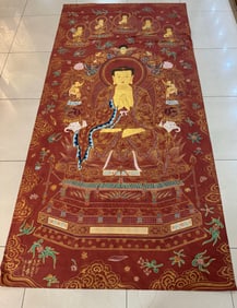 A silk Buddha statue painting by Zhang Daqian