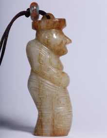 A beautiful ancient jade figurine handle