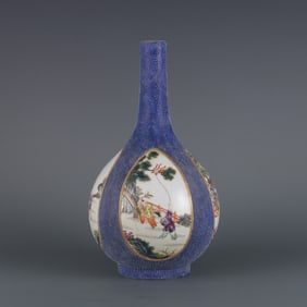 A pearl blue background consecrated pastel baby play gall bottle made in the Qianlong period of the