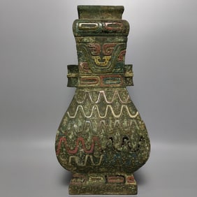 A bronze painted square vase from the Shang and Zhou dynasties