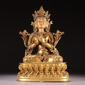 A bronze gilt Guanyin statue of the Ming Dynasty