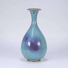 A Song Dynasty Jun kiln bag silver-gilt gold-mouthed jade pot spring vase